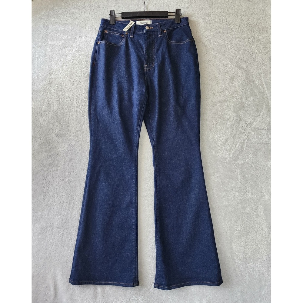Madewell Jeans Womens Size 27 Petite Flare Curvy Stretch Dark Blue Wash 27P - Picture 2 of 14